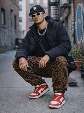 Song for the Mute Embroidered Tailored Joggers OOAK AOP UK48/US34